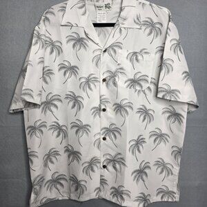 Makani Mens Palm Tree Bamboo Size L Microfiber Shirt White Gray
